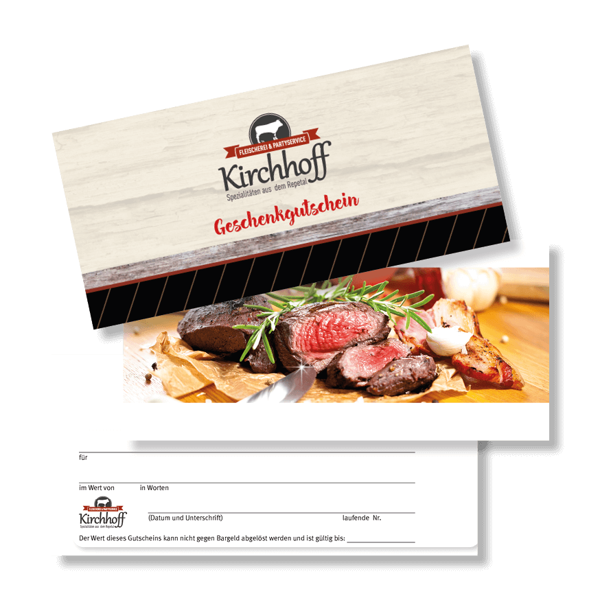 Geschenkgutschein der Fleischerei Kirchhoff
